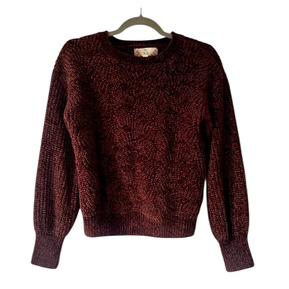 Pink Rose Tops - Pink Rose Chenille Sweater XS Brown Cable Knit Textured Pullover Cozy Soft